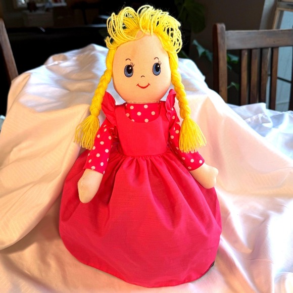 Other - Vintage Topsy Turvy Doll Girl Blonde Braids Pink Polka Dot Dress Mouse Prince